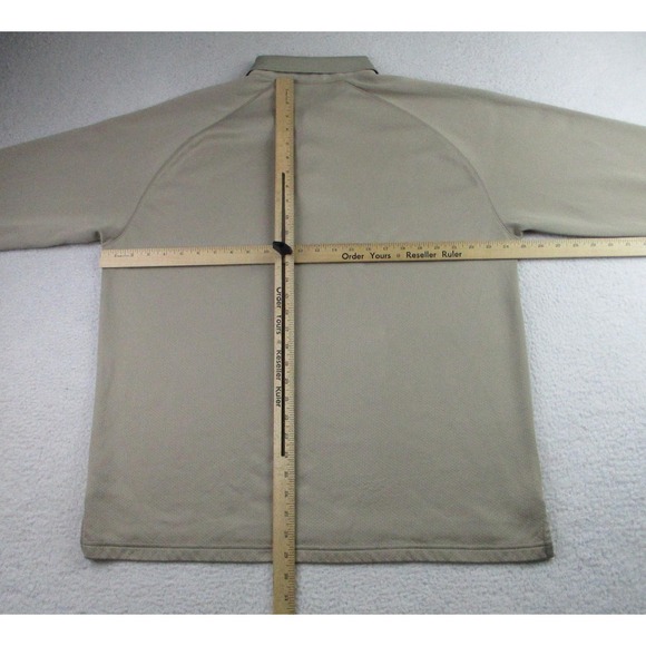 Nike Team Polo Shirt‎ Mens XL Khaki Long Sleeve Performance Golf Mesh Swoosh - Picture 7 of 10
